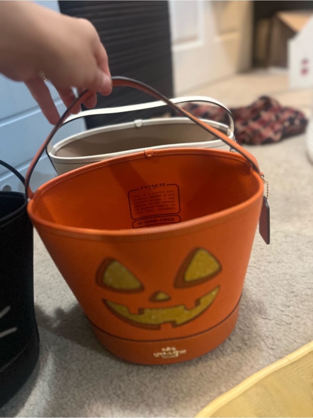Coach Orange Pumpkin Jack-o’-lantern Halloween Bucket Bag